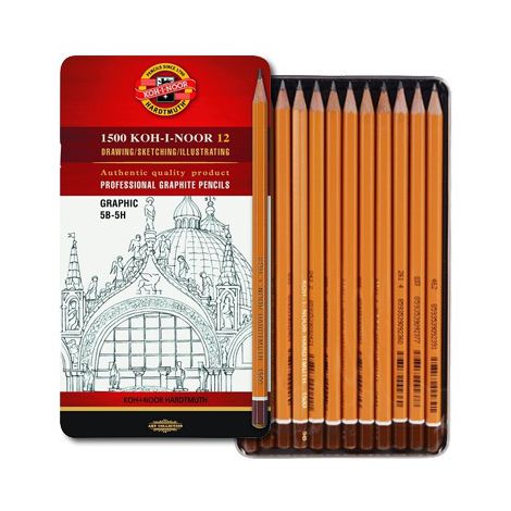 Ołówki grafitowe Koh-i-Noor 1502/III, 5B-5H, 12szt - 2
